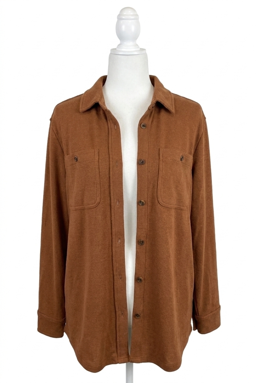 NEW PANACHE super soft plaid button up top in rust